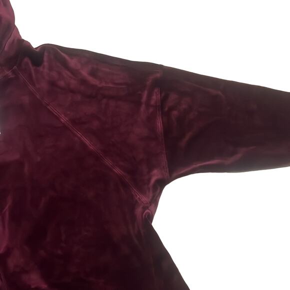 Anne Klein Velour Shirt Cowl Turtleneck Burgundy Wine Womens Medium Hi Low Waist - Picture 7 of 9